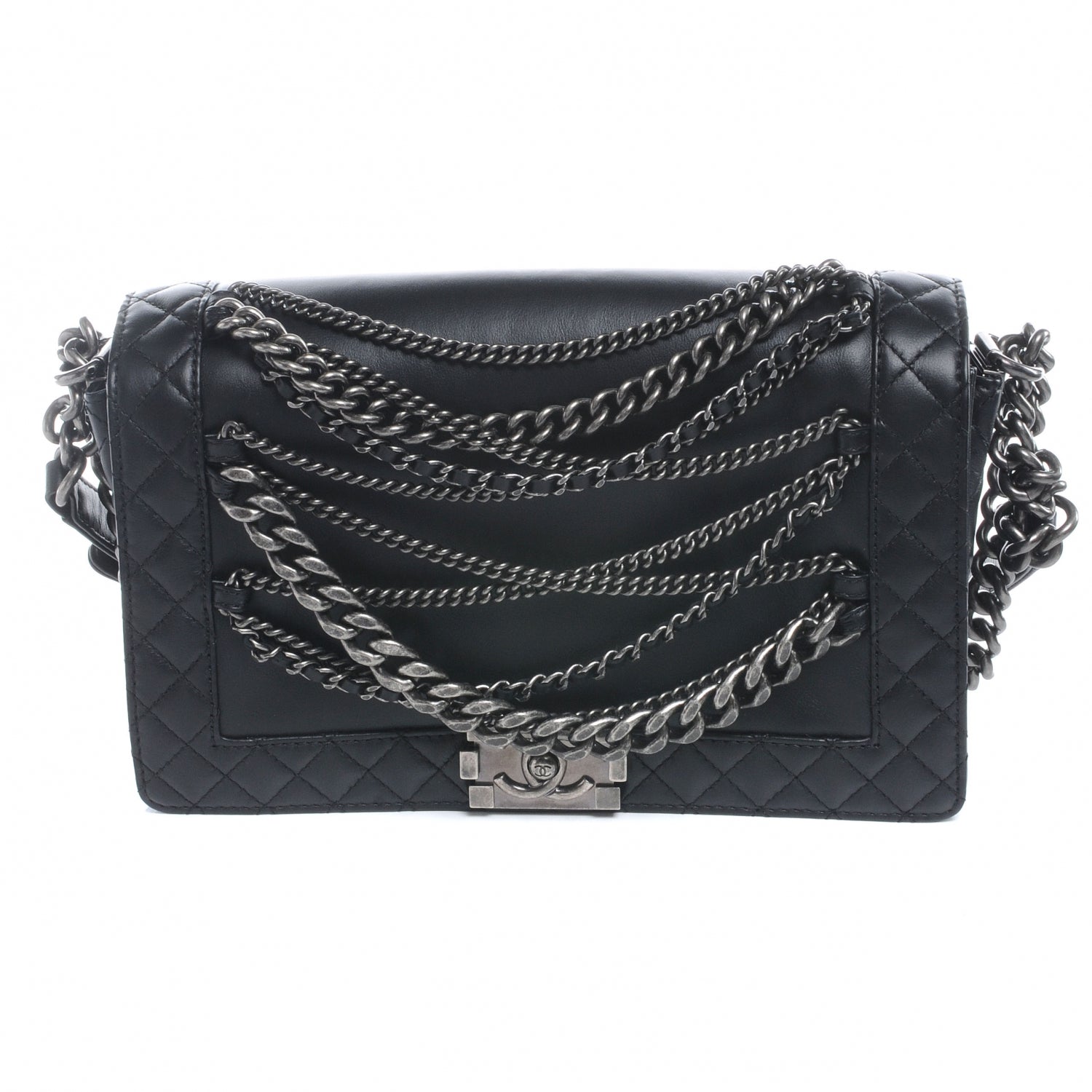 Chanel Calfskin Enchained Medium Boy Flap Black 1 of 8