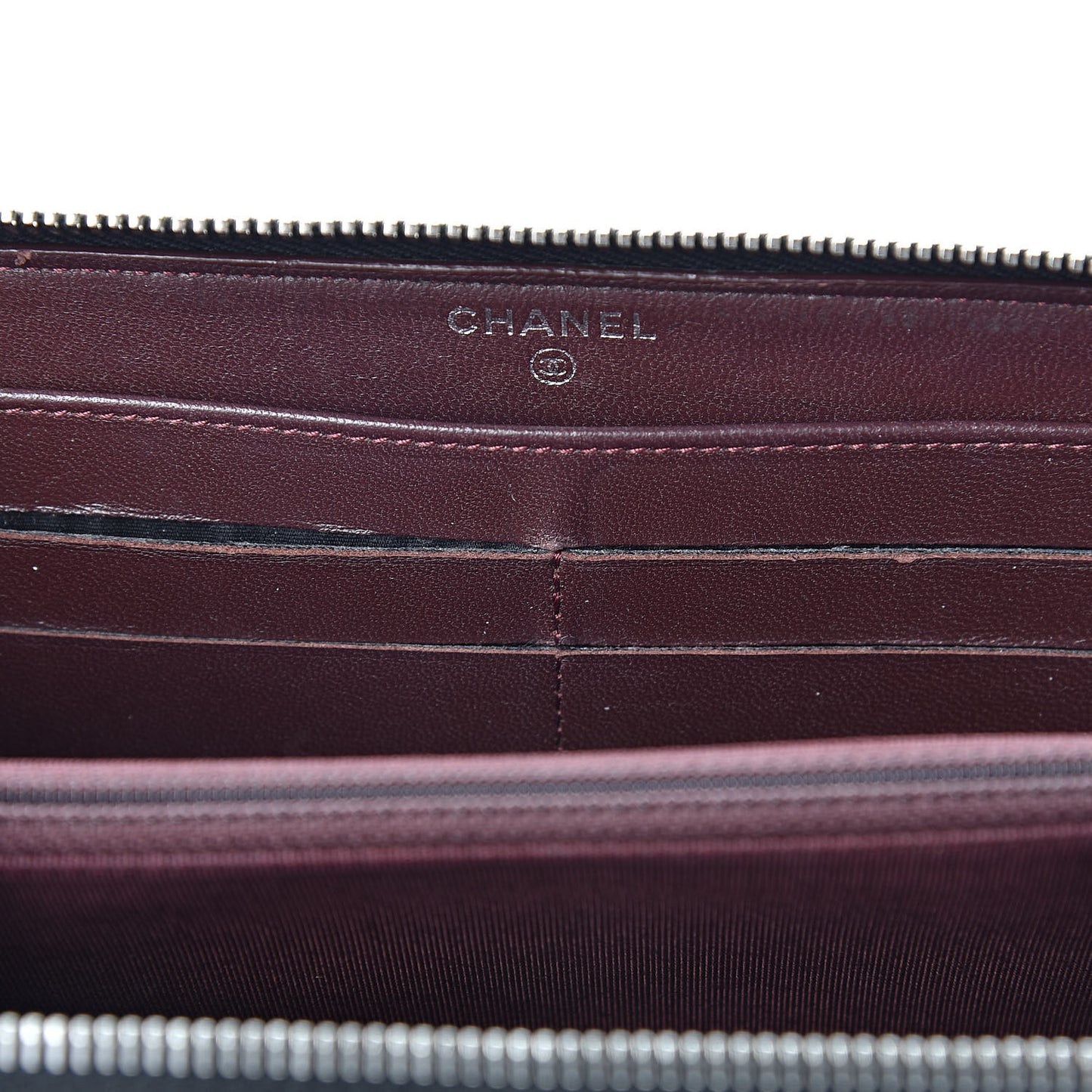 Lambskin Quilted Large Gusset Zip Around Wallet Black