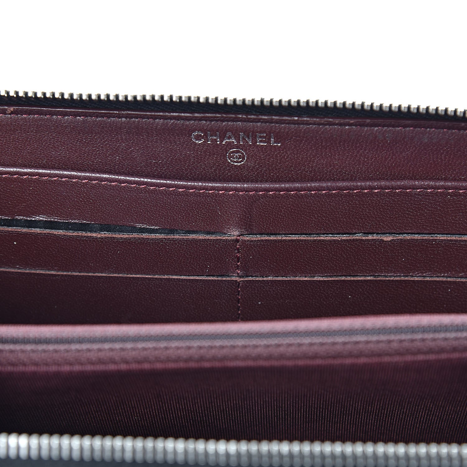Chanel Lambskin Quilted Large Gusset Zip Around Wallet Black 9 of 12