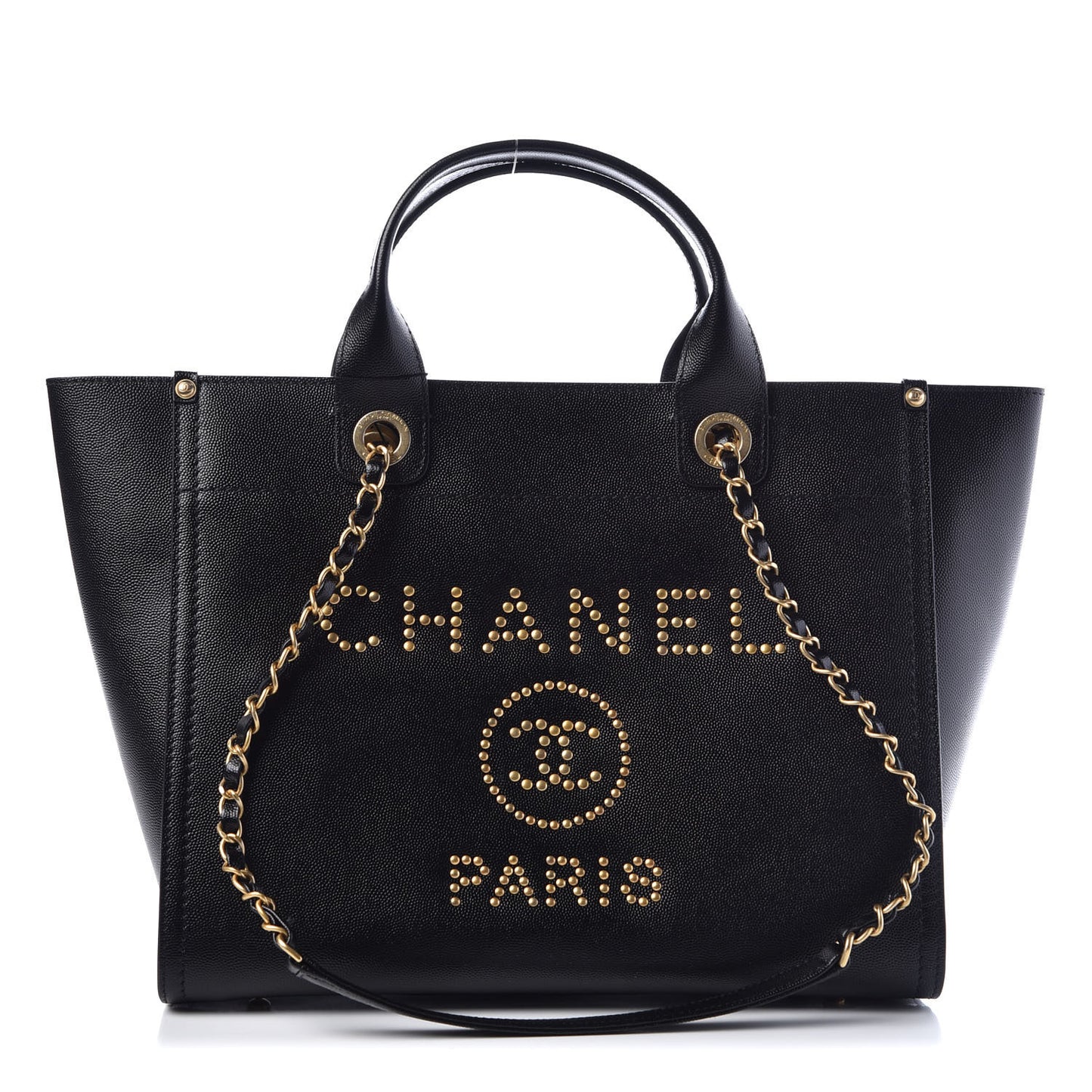 Caviar Small Studded Deauville Tote Black