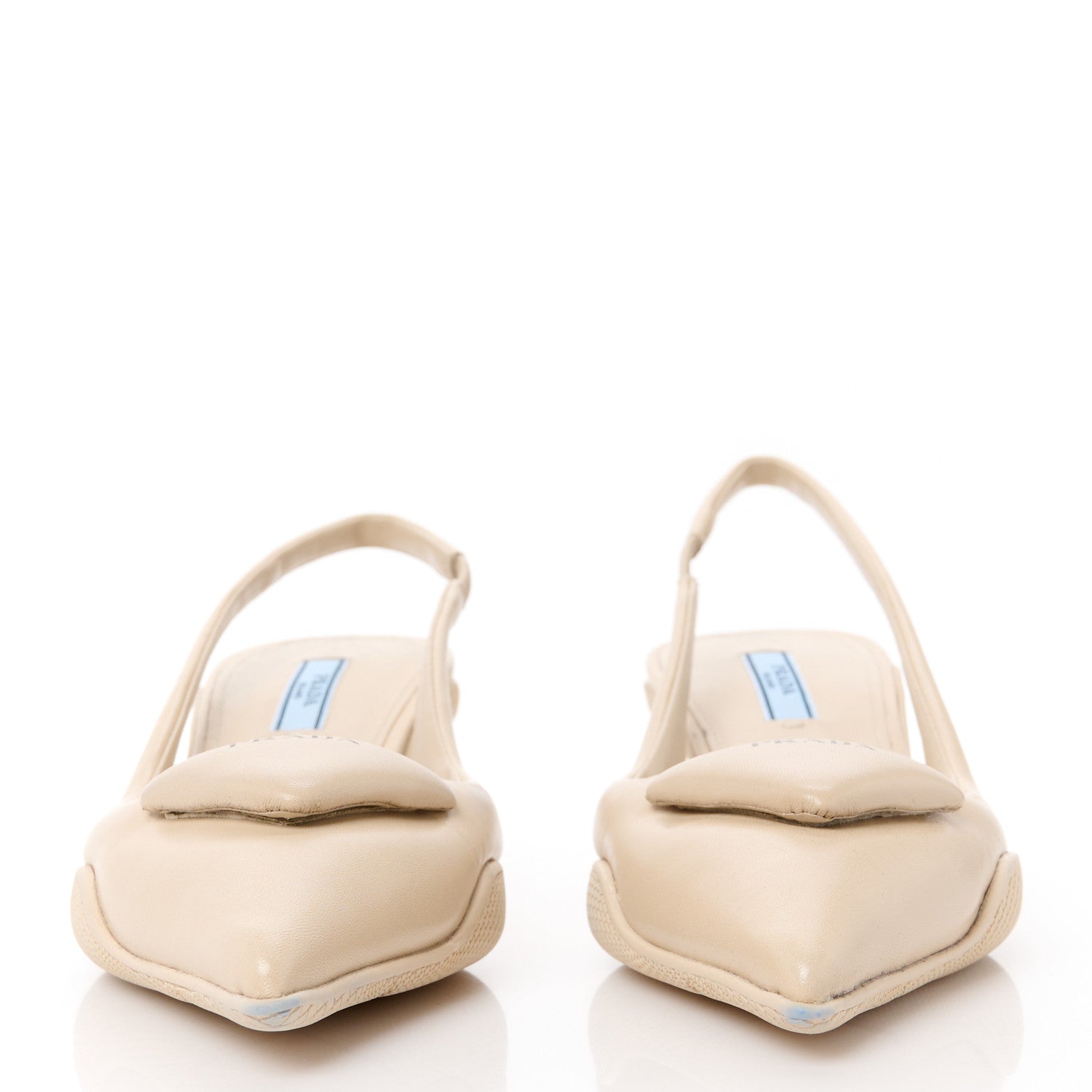 Prada Spazzolato Triangle Logo Pointed Toe 45mm Slingback Pumps 36 Deserto 2 of 15