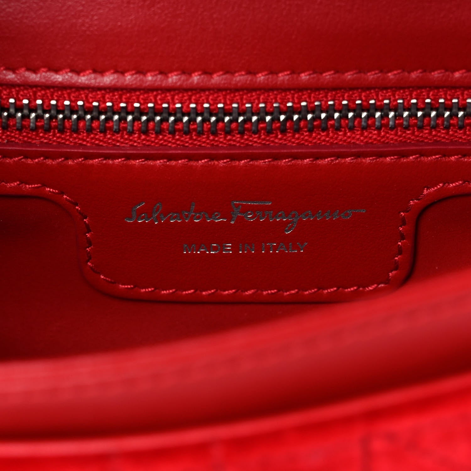 Salvatore Ferragamo Velvet Quilted Gancini Flap Bag Red 6 of 13
