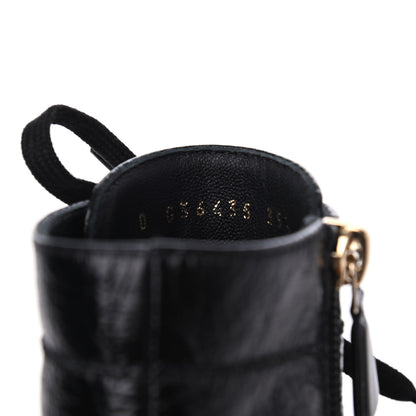 Chanel Shiny Crumpled Lambskin Lace Up Combat Boots 35.5 Black 12 of 13