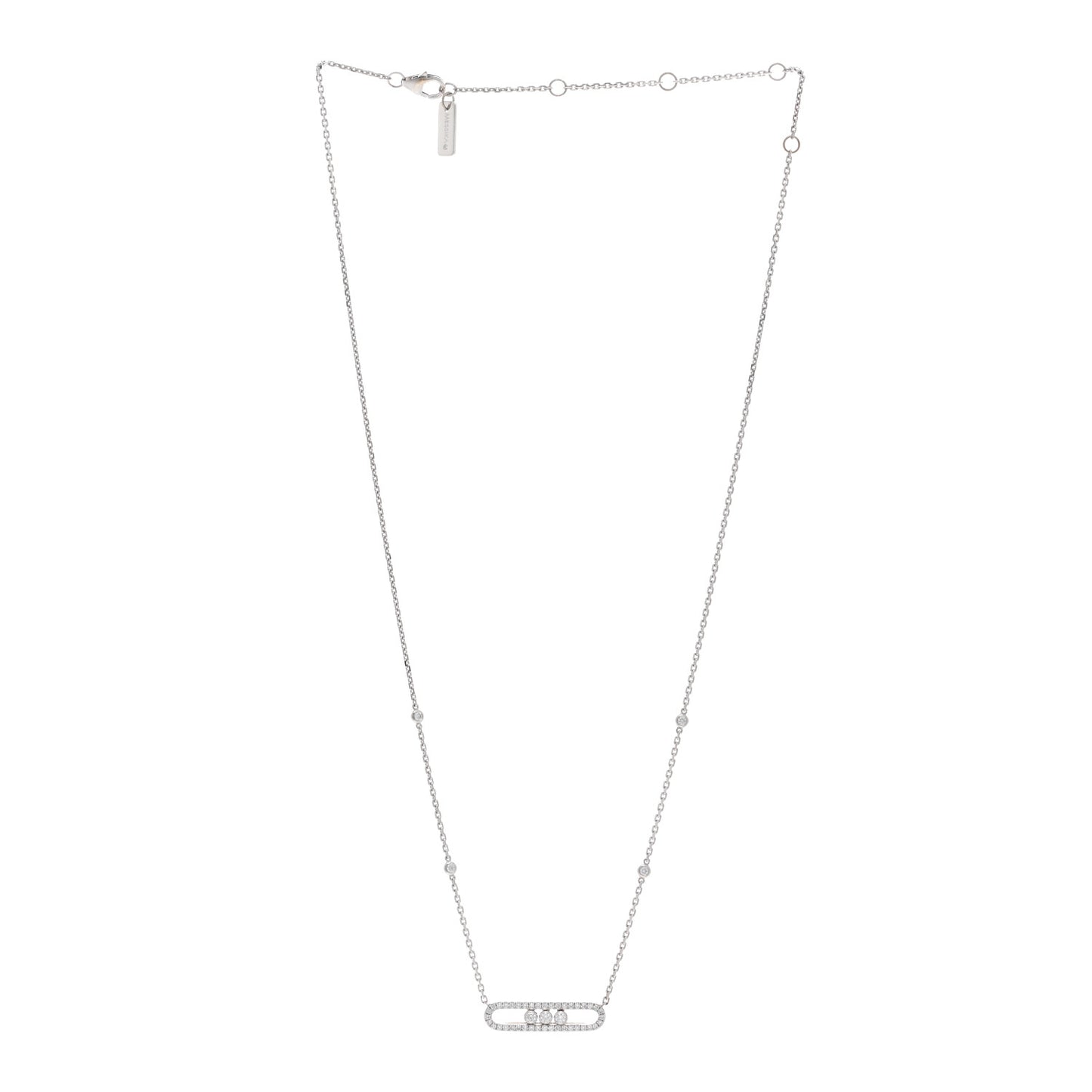 18K White Gold Diamond Move Pave Necklace