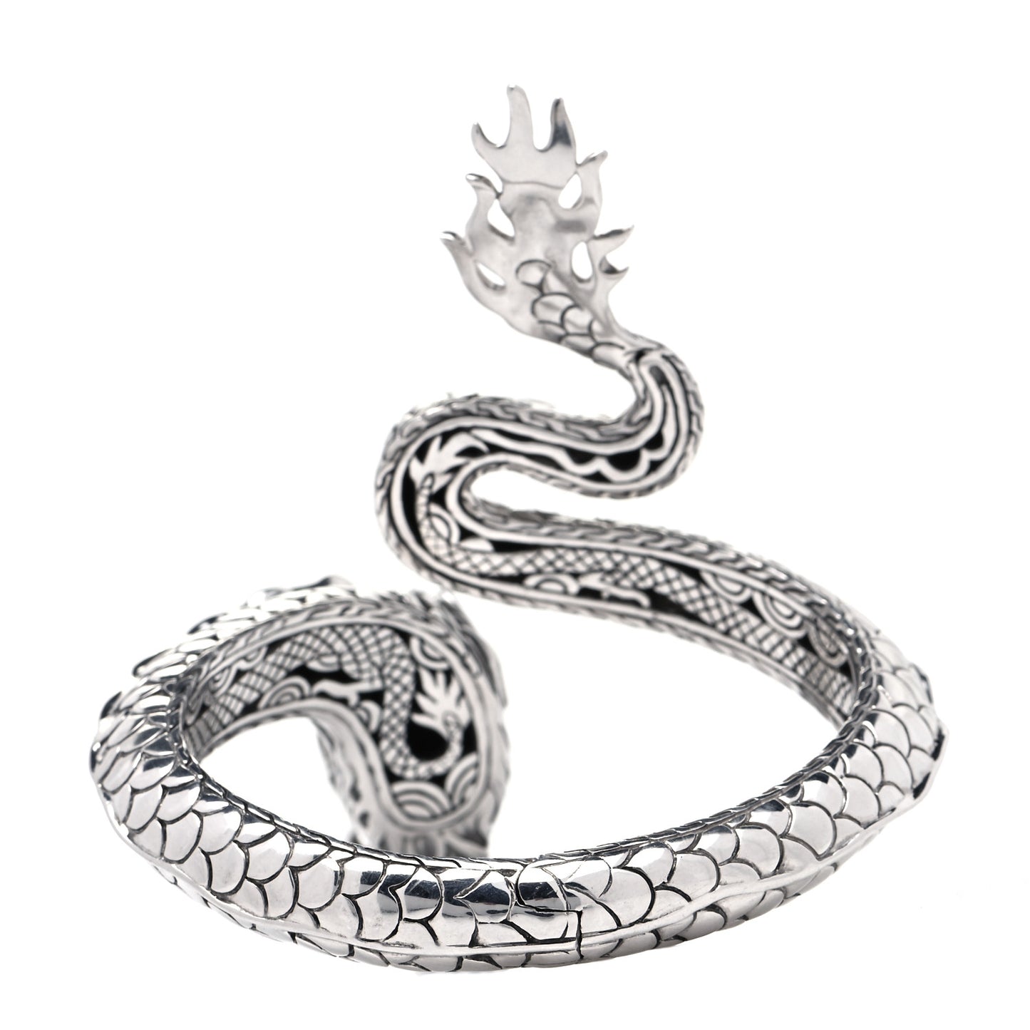 Sterling Silver 18K Yellow Gold Naga Dragon Kick Cuff Bracelet