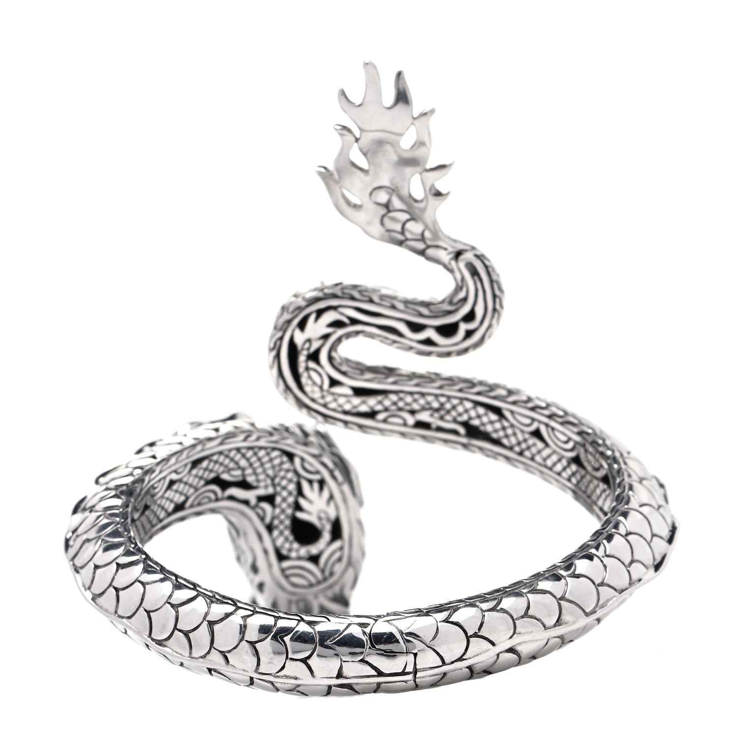 John Hardy Sterling Silver 18K Yellow Gold Naga Dragon Kick Cuff Bracelet 3 of 5