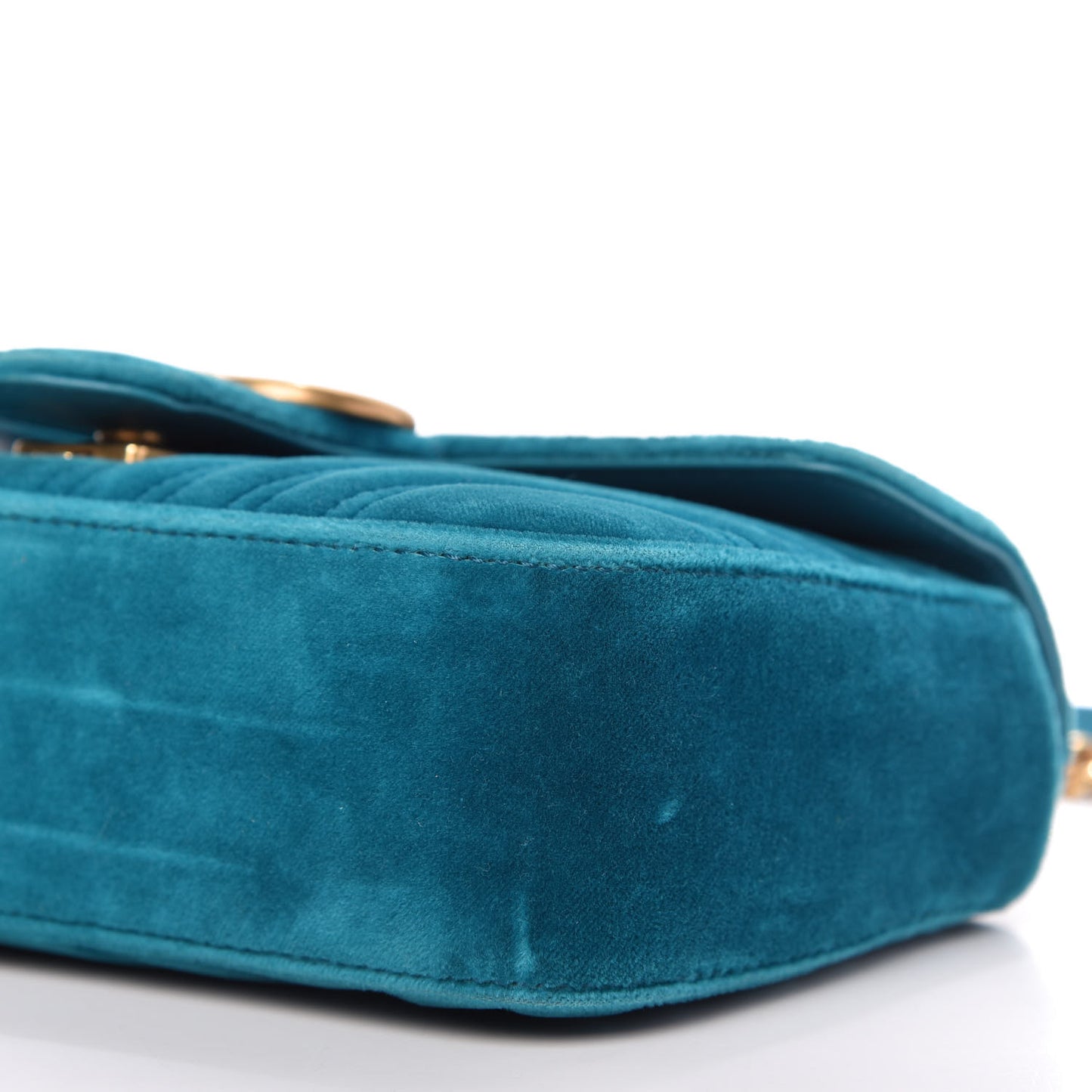 Velvet Matelasse Mini GG Marmont Shoulder Bag Pavone Cyan