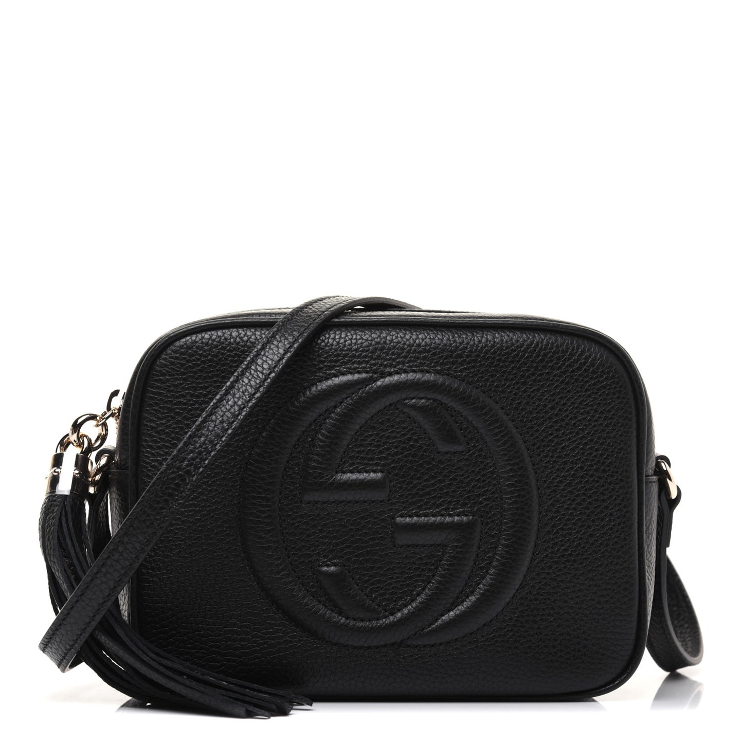 Pebbled Calfskin Small Soho Disco Bag Black