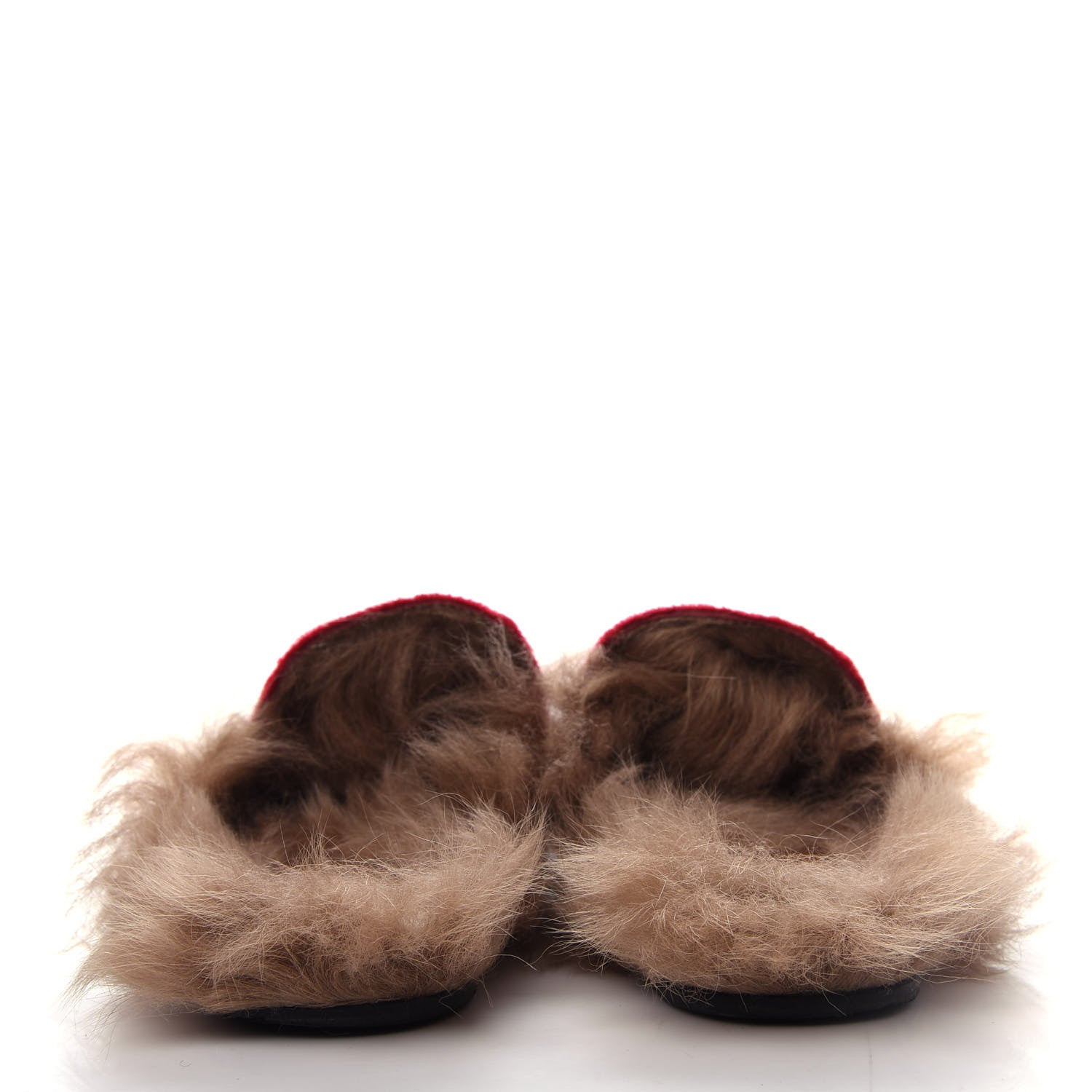 Gucci Velvet Fur Womens Princetown Slippers 35.5 Hibiscus Red 7 of 10
