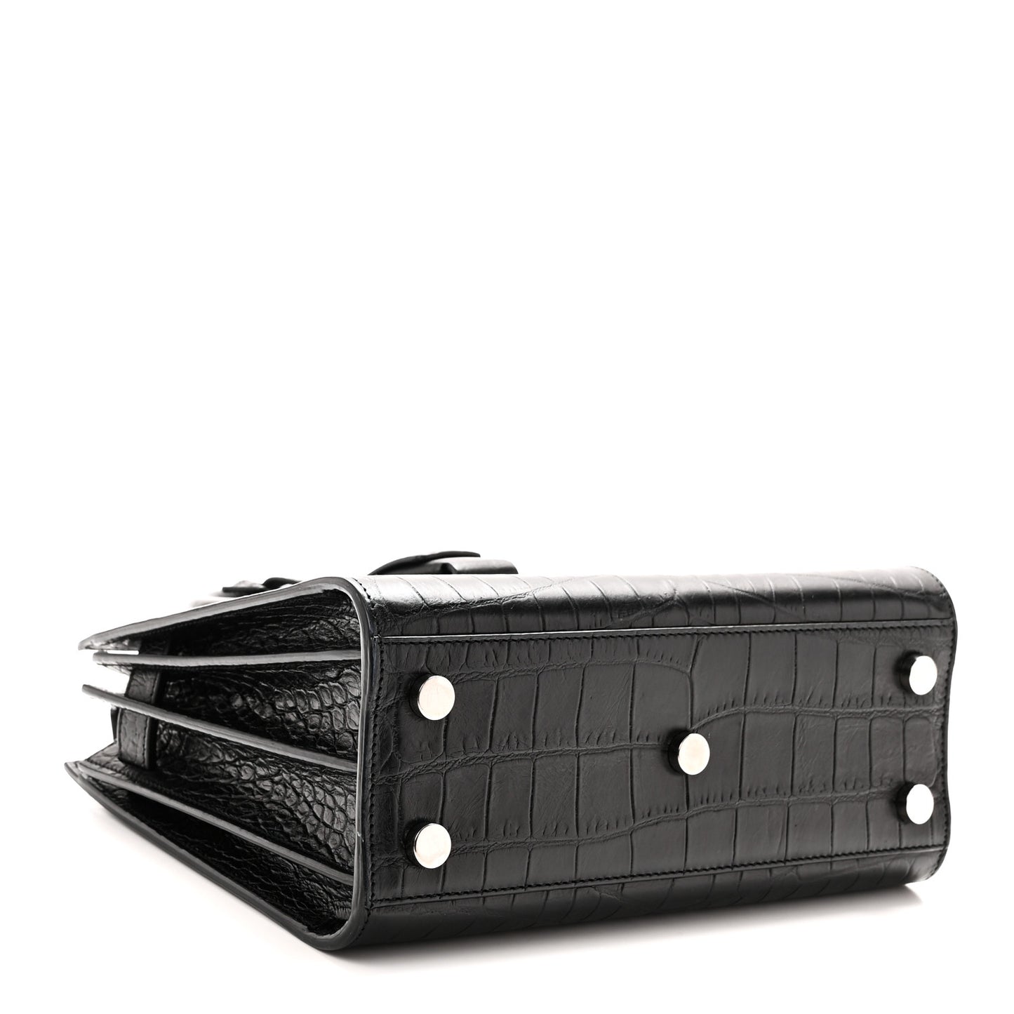 Calfskin Crocodile Embossed Nano Sac De Jour Black