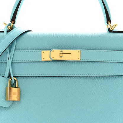 Hermes Epsom Kelly Sellier 32 Bleu Atoll 8 of 11