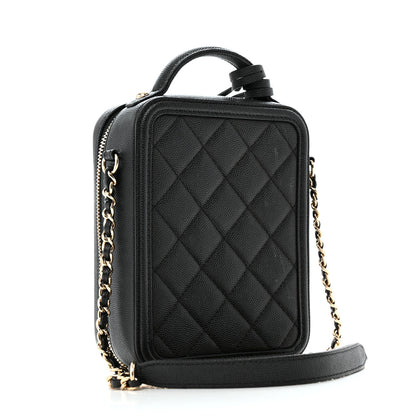 Chanel Caviar Quilted CC North South Filigree Vanity Case Black 3 of 13