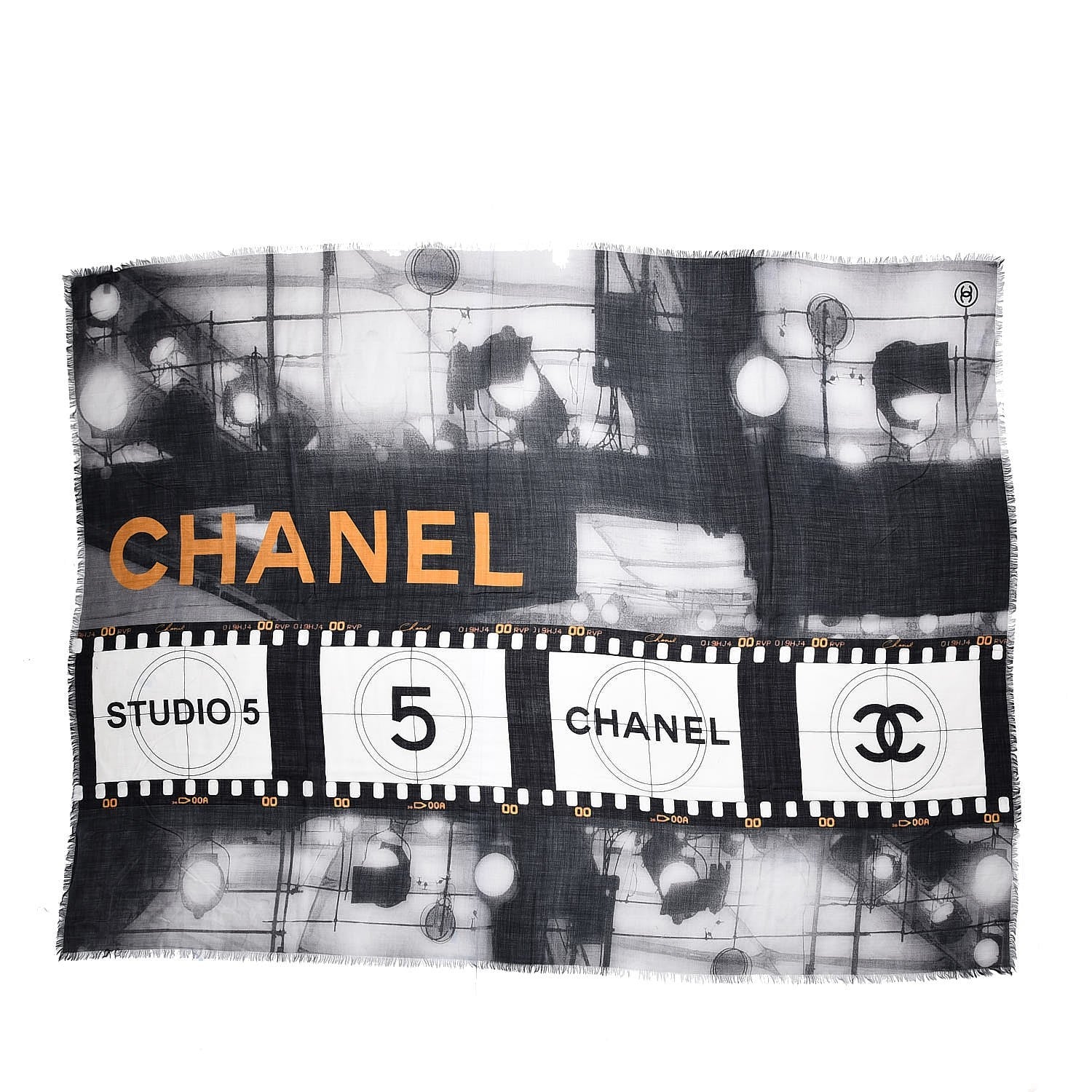 Chanel Cashmere CC Scarf Black White 2 of 10