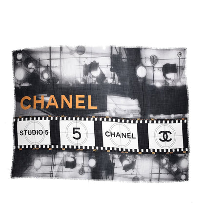 Chanel Cashmere CC Scarf Black White 2 of 10