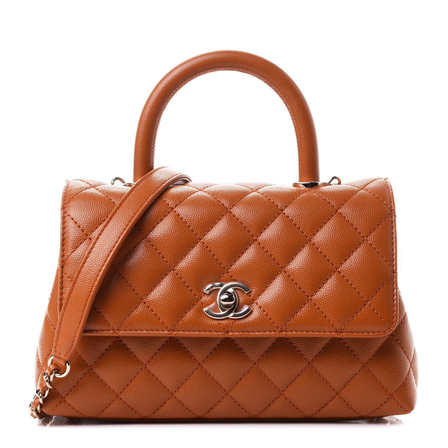 Chanel Caviar Quilted Mini Coco Handle Flap Light Brown 1 of 4