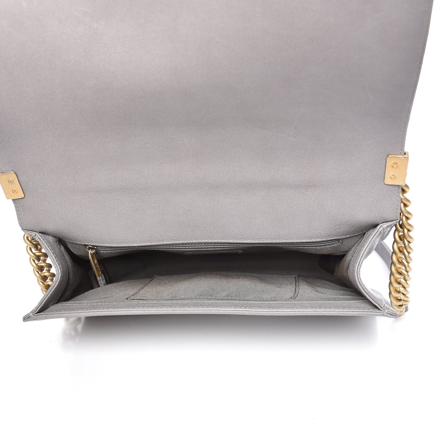 Caviar Quilted New Medium Boy Flap Grey