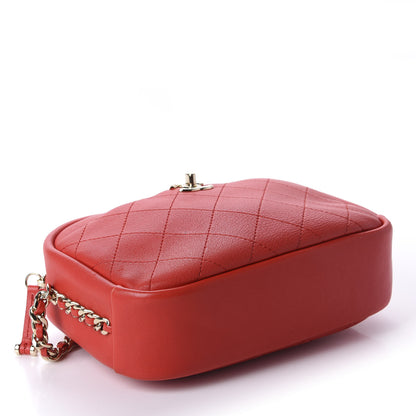 Chanel Goatskin Quilted Large Casual Trip Camera Case Bag Red 4 of 11
