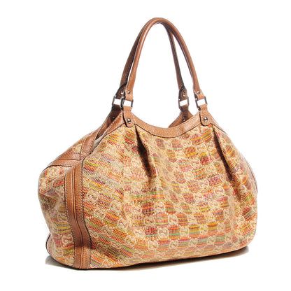 Gucci Straw Libeccio Monogram Large Sukey Tote Multicolor 3 of 8