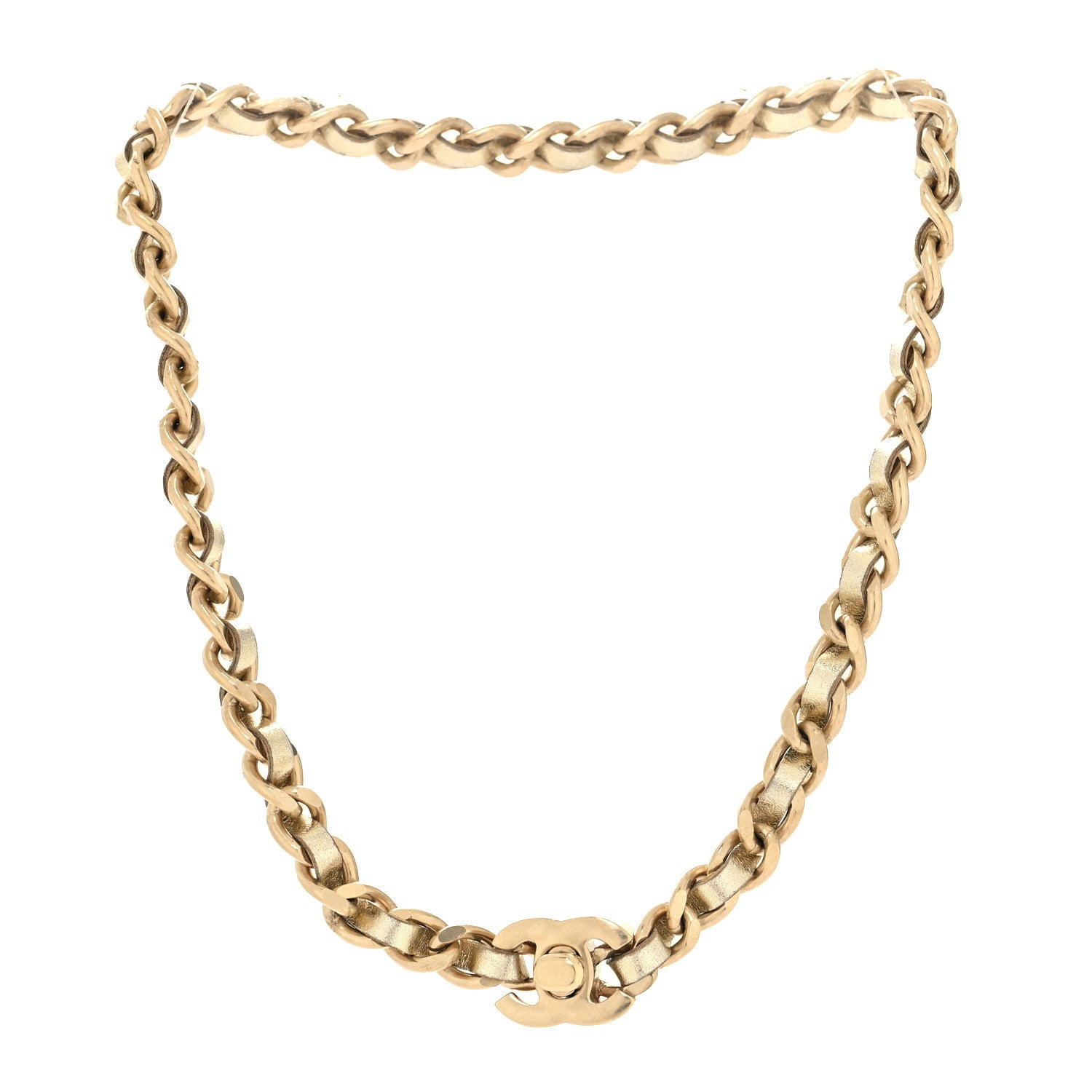 Chanel Metallic Lambskin CC Turnlock Chain Choker M Gold 3 of 6