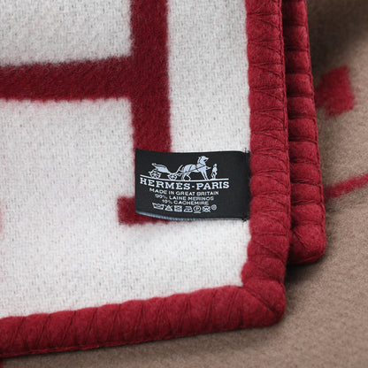 Hermes Wool Cashmere Avalon III Blanket Ecru Rouge H 3 of 3