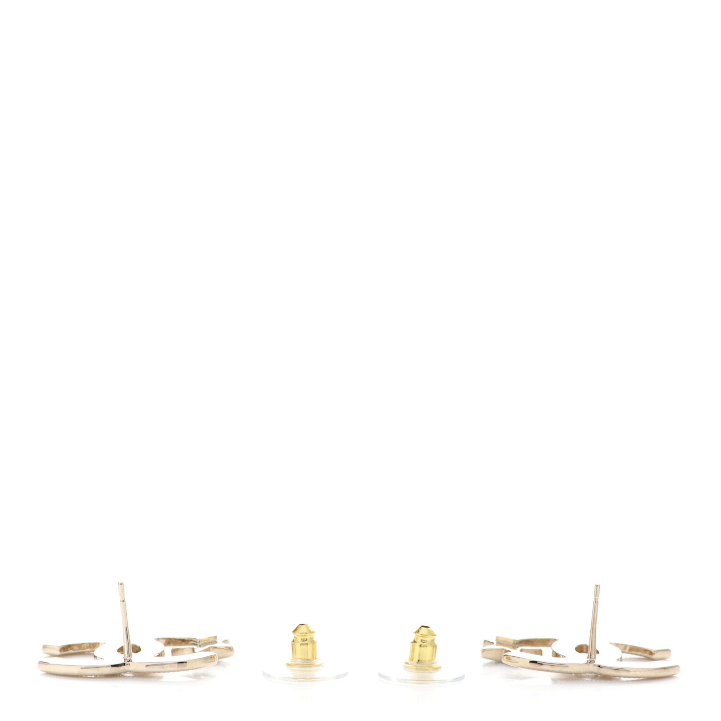 Metal Crystal CC Star Earrings Gold