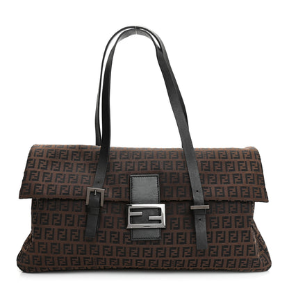 Fendi Zucchino Flap Shoulder Bag Brown 1 of 10
