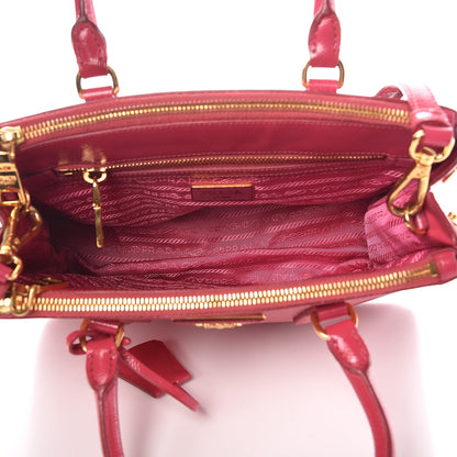 Prada Saffiano Vernice Mini Galleria Double Zip Tote Peonia 5 of 12