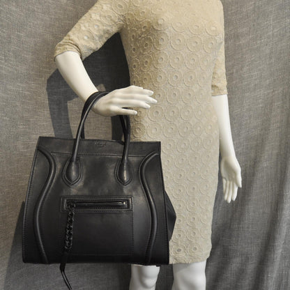 Celine Smooth Calfskin Medium Phantom Luggage Black 2 of 9