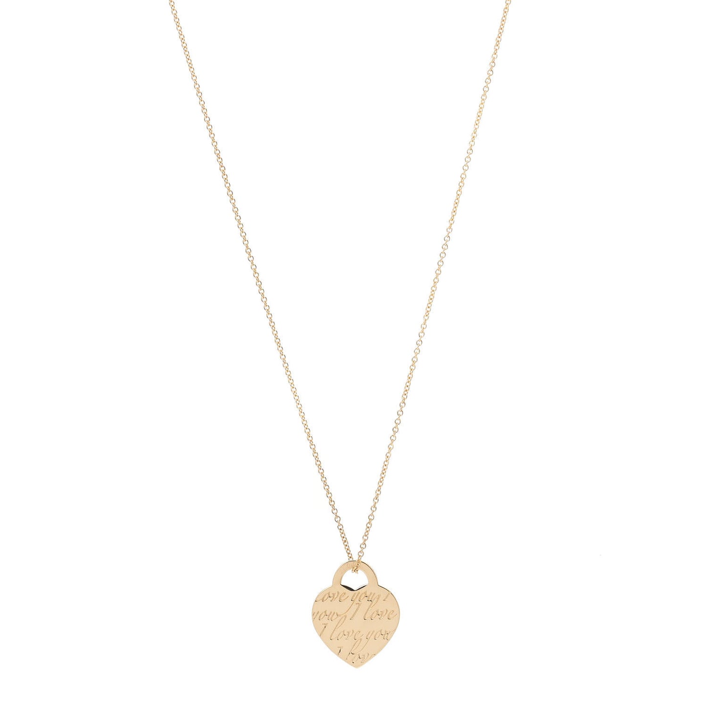 18K Yellow Gold Notes I Love You Heart Tag Pendant Necklace