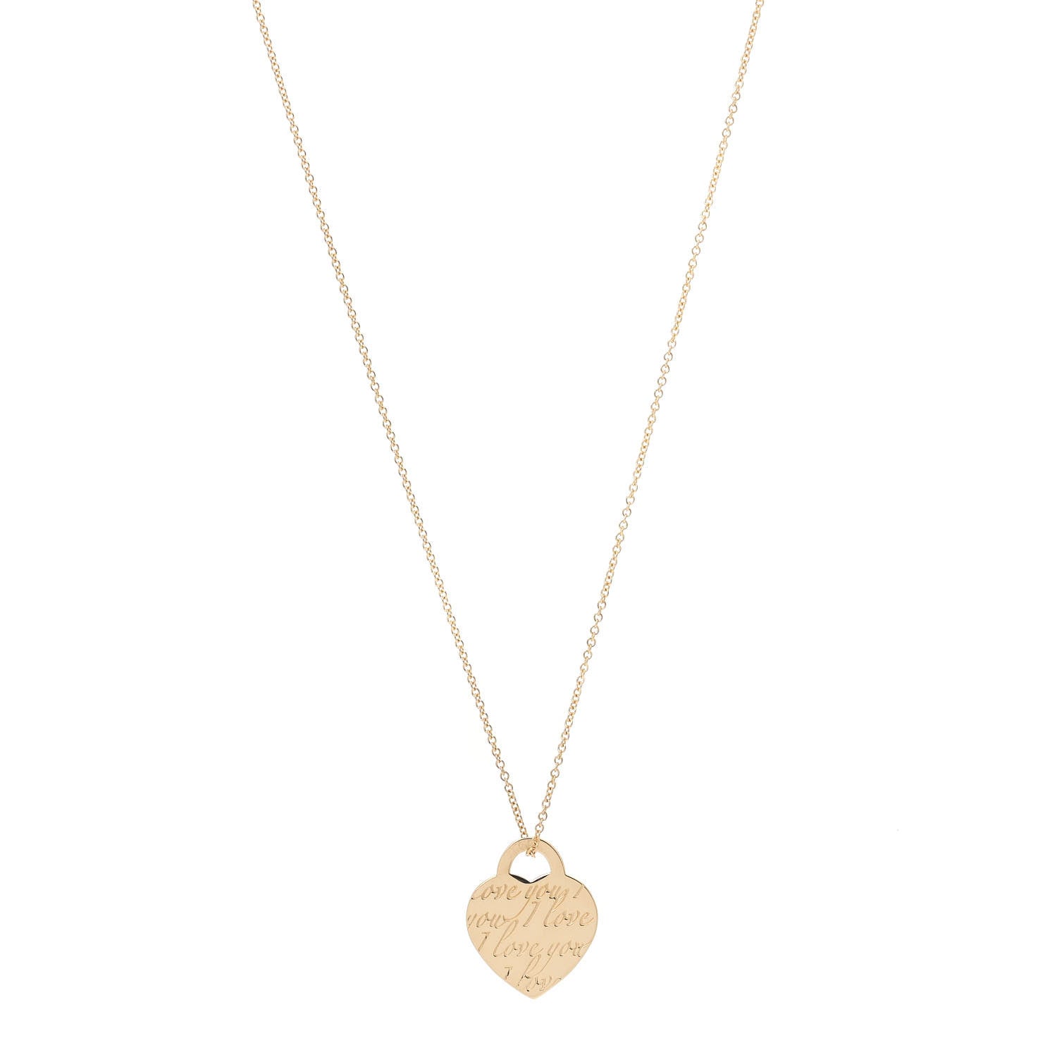 Tiffany 18K Yellow Gold Notes I Love You Heart Tag Pendant Necklace 1 of 7