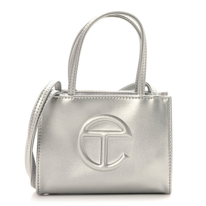 Telfar Metallic Vegan Leather Small Shopping Bag Silver 1 of 8