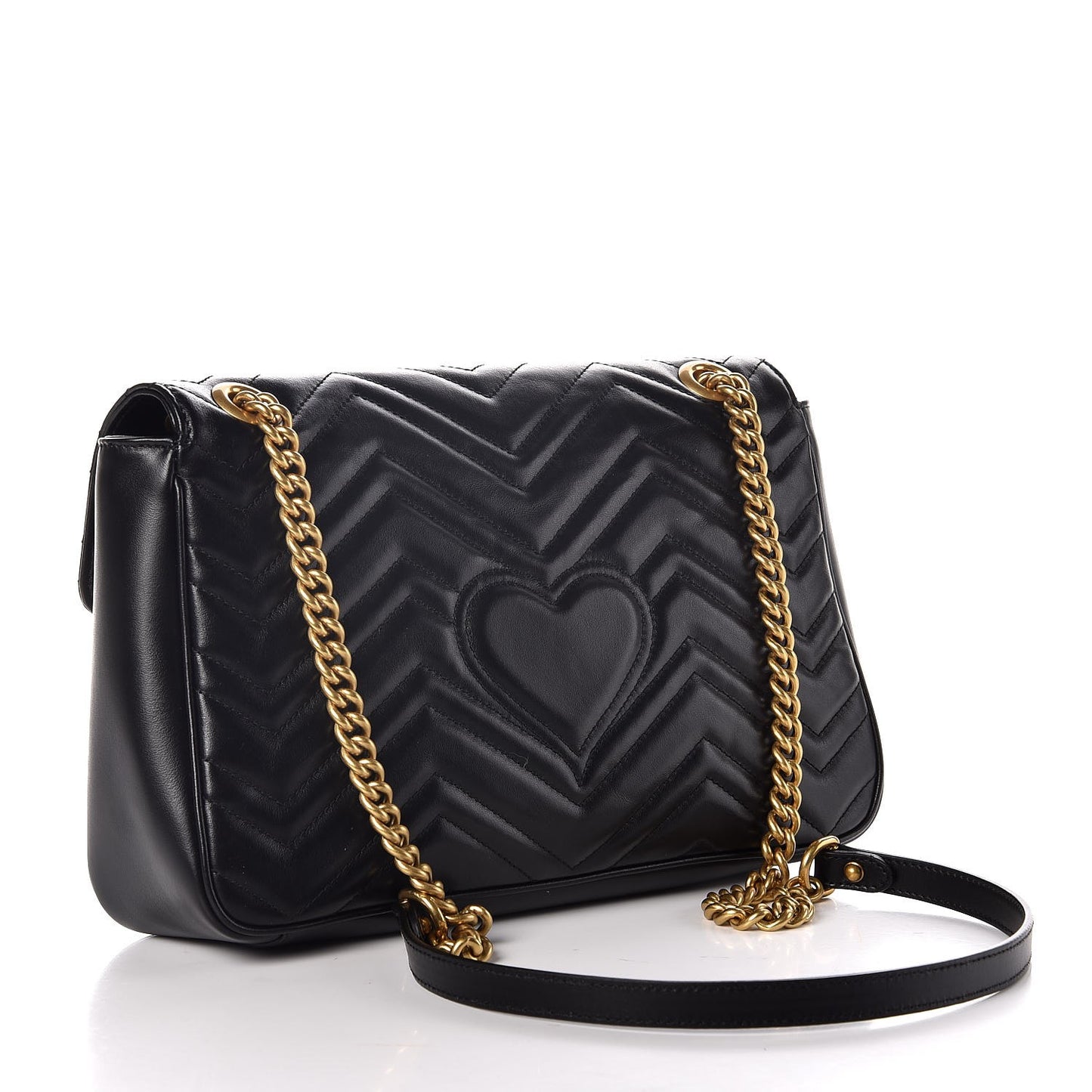 Calfskin Matelasse Medium GG Marmont Shoulder Bag Black