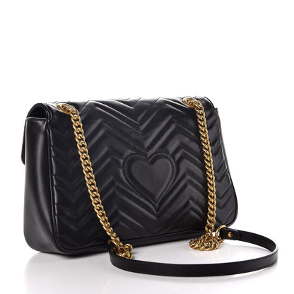 Gucci Calfskin Matelasse Medium GG Marmont Shoulder Bag Black 3 of 8