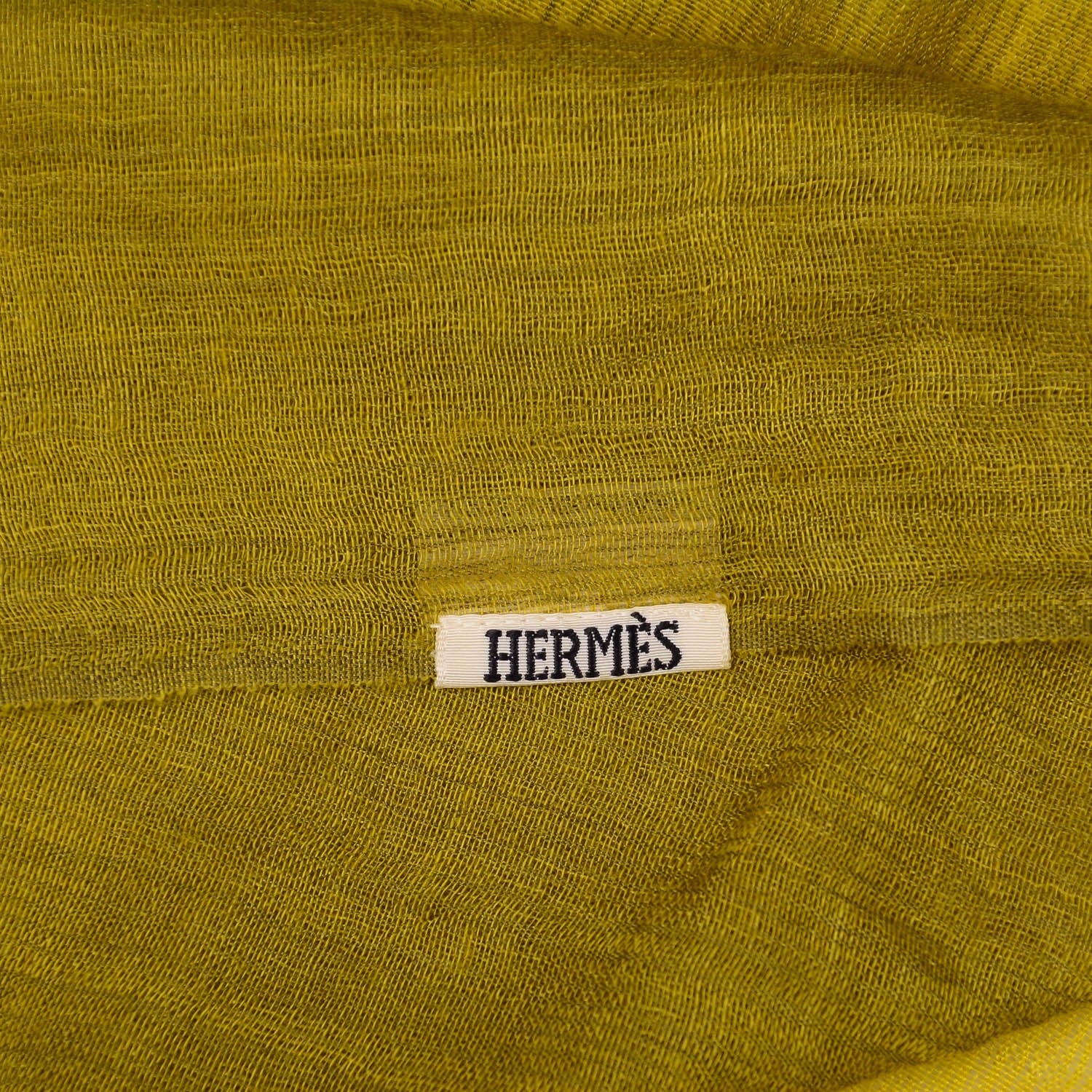 Hermes Silk Cashmere Fringe Stole Green 4 of 5