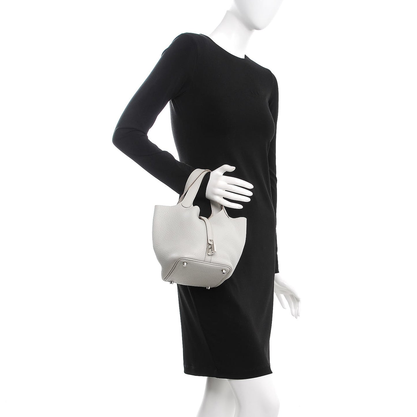 Taurillon Clemence Picotin Lock 18 PM Gris Perle