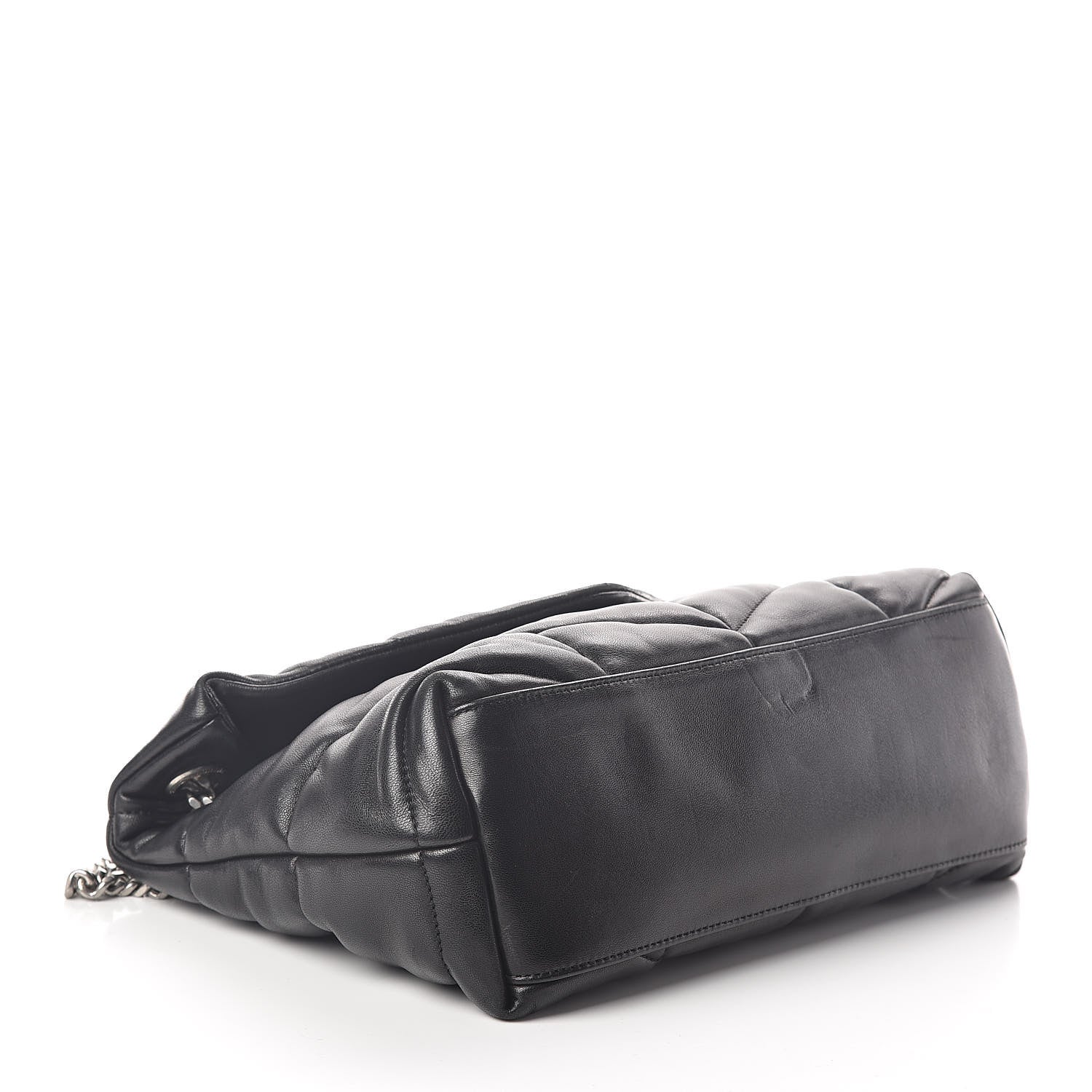 Saint Laurent Lambskin Quilted Small Loulou Puffer Monogram Chain Satchel Black 4 of 9