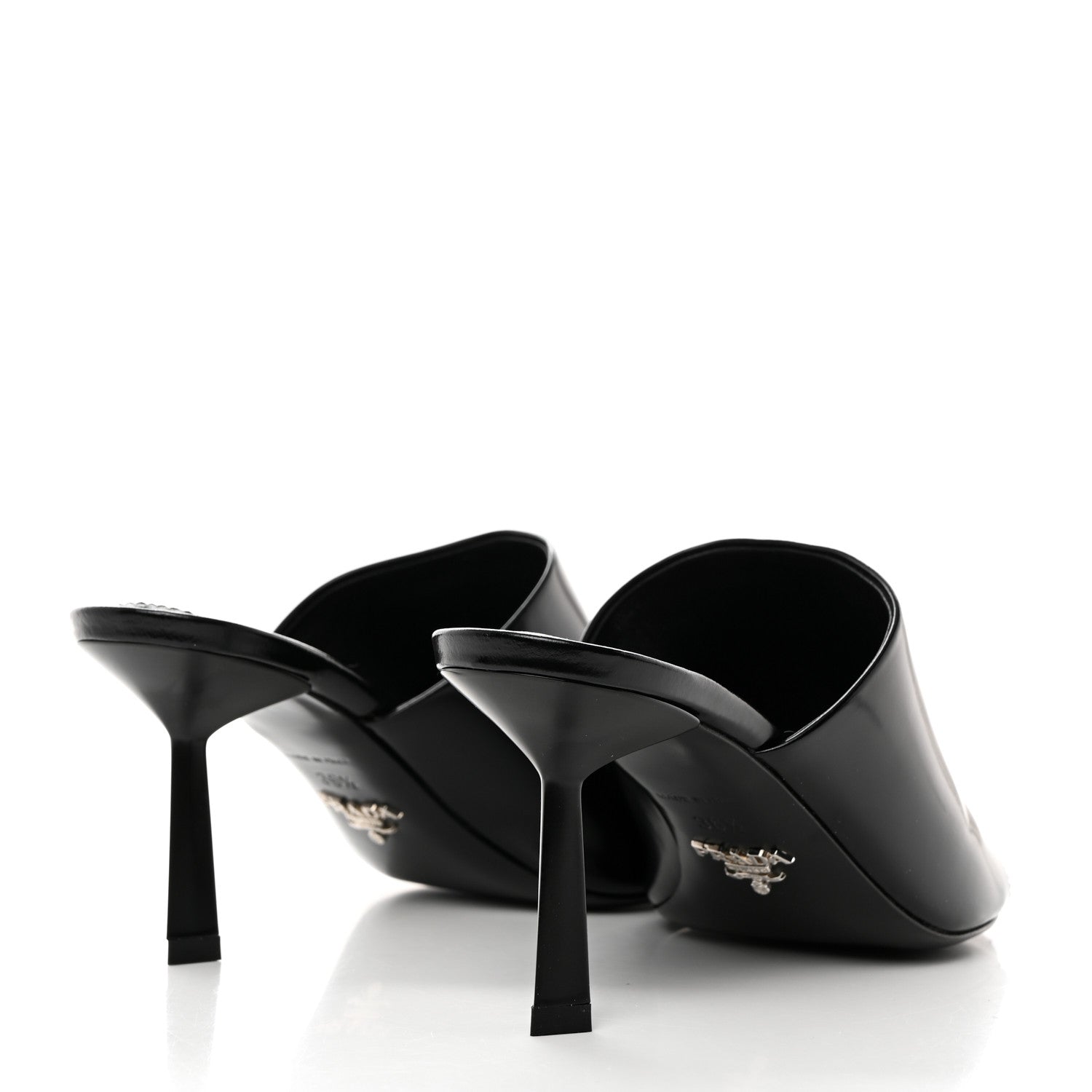Prada Spazzolato Metal Triangle Logo 75mm Slide Sandals 36.5 Black 4 of 9