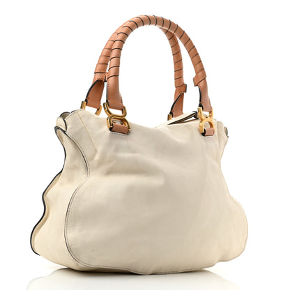 Chloe Calfskin Perforated Medium Marcie Animation Satchel Porcelain 3 of 17