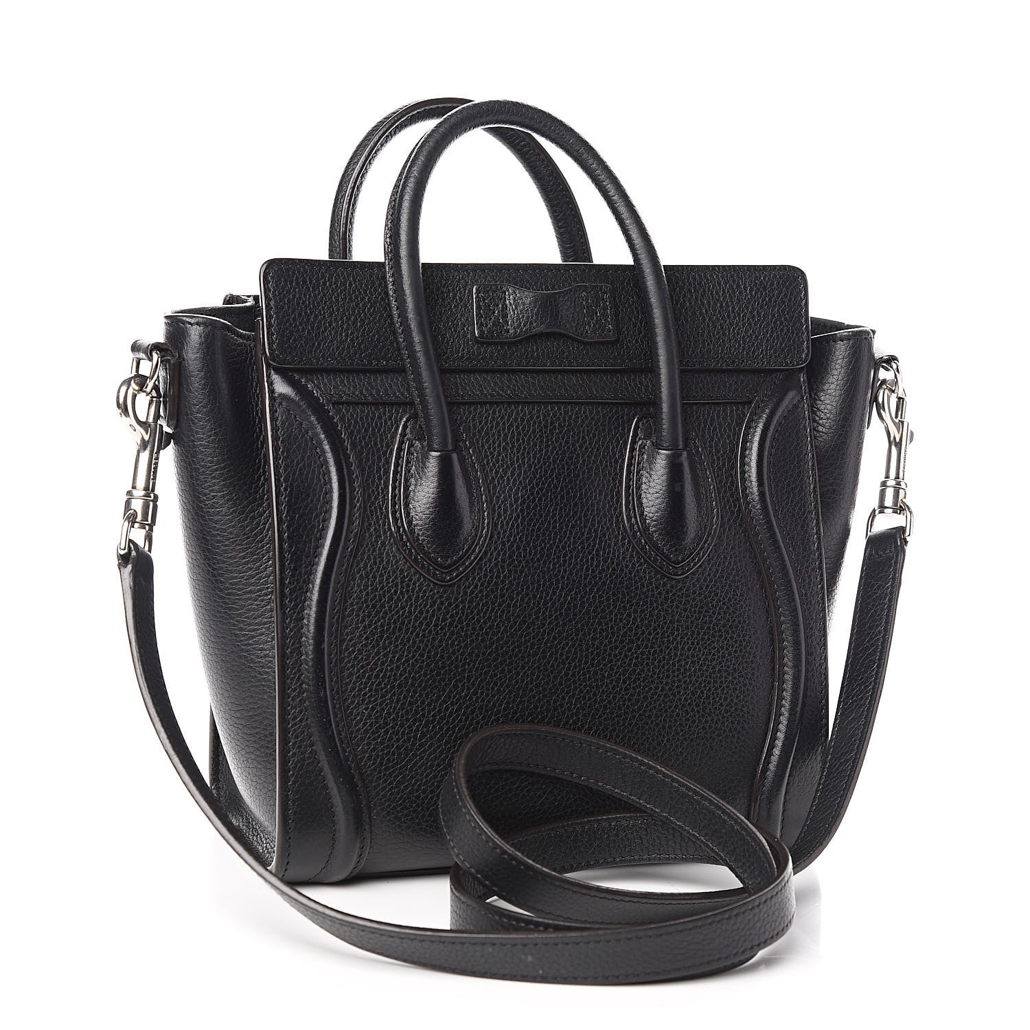 Celine Drummed Calfskin Nano Luggage Black 3 of 13