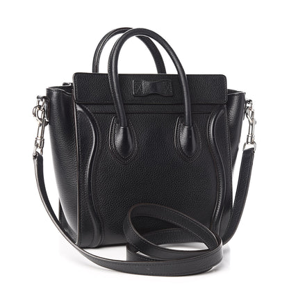 Celine Drummed Calfskin Nano Luggage Black 3 of 13