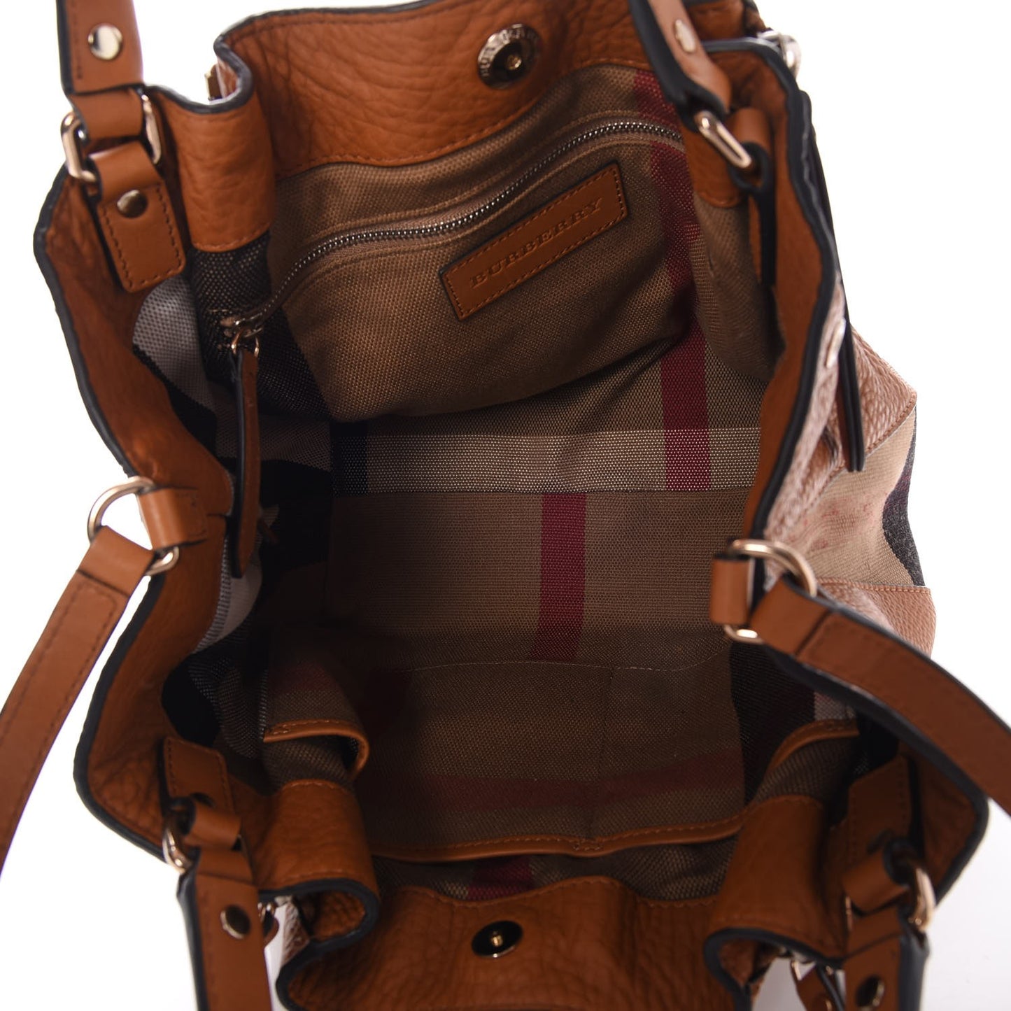 Grainy Calfskin House Check Small Maidstone Saddle Brown