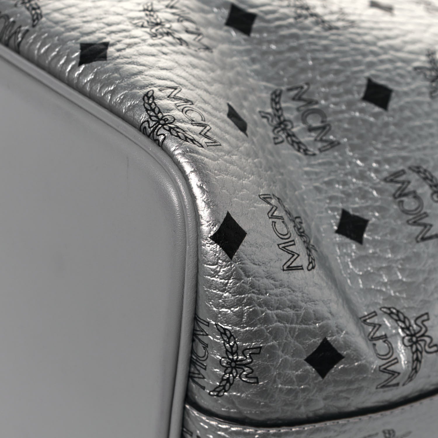 MCM Metallic Visetos Medium Anya Shopper Tote Silver 12 of 13
