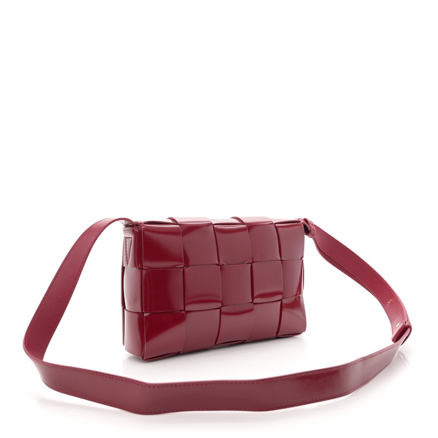 Bottega Veneta Patent Maxi Intrecciato Cassette Crossbody Bag Red 3 of 12
