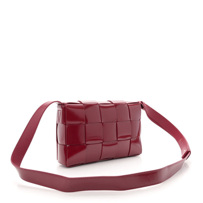 Bottega Veneta Patent Maxi Intrecciato Cassette Crossbody Bag Red 3 of 12