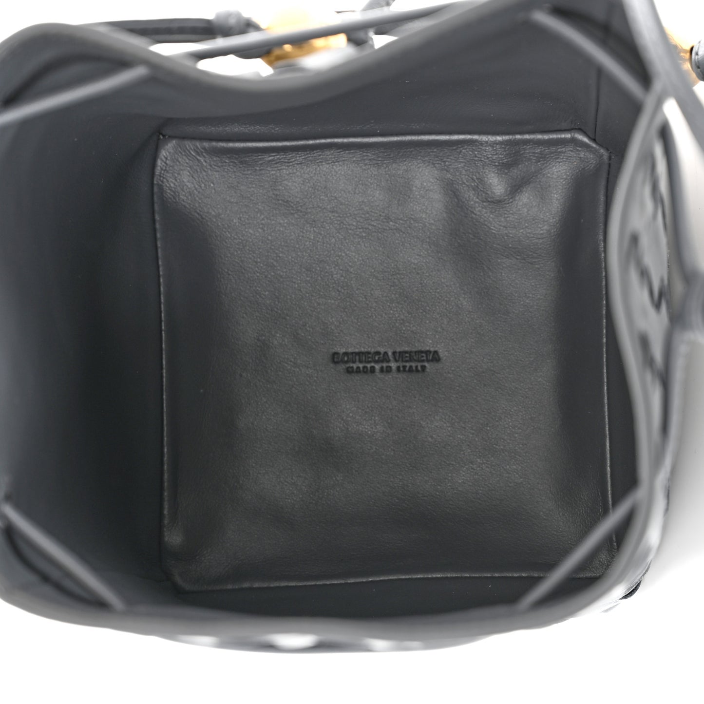 Nappa Intrecciato Small Drawstring Bucket Bag Thunder
