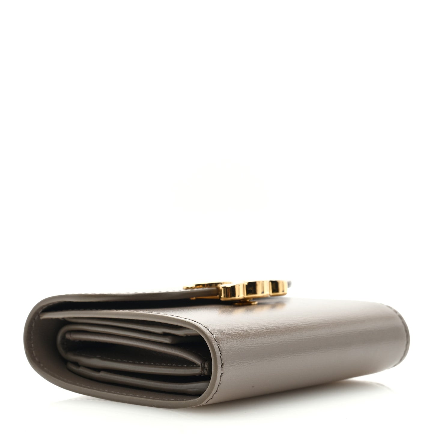 Shiny Smooth Lambskin Small Triomphe Wallet Olive
