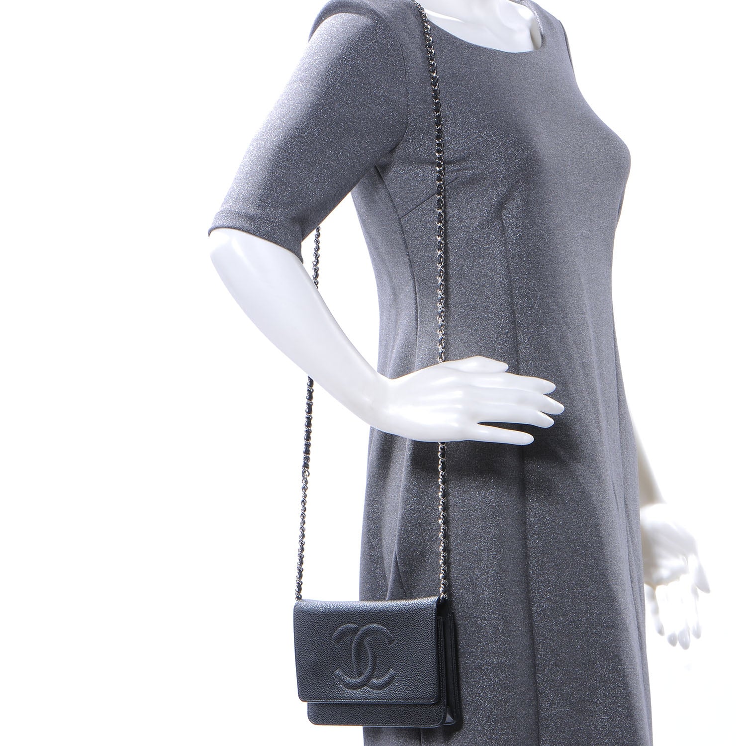 Chanel Caviar CC Wallet on Chain Black 2 of 7