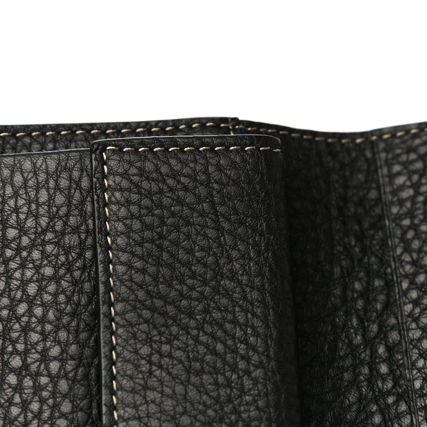 Calfskin Romano Selleria Tri-Fold Wallet Black