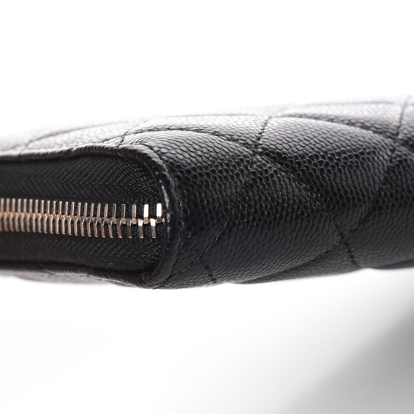 Caviar Quilted Large Zip Around Organizer Wallet Black