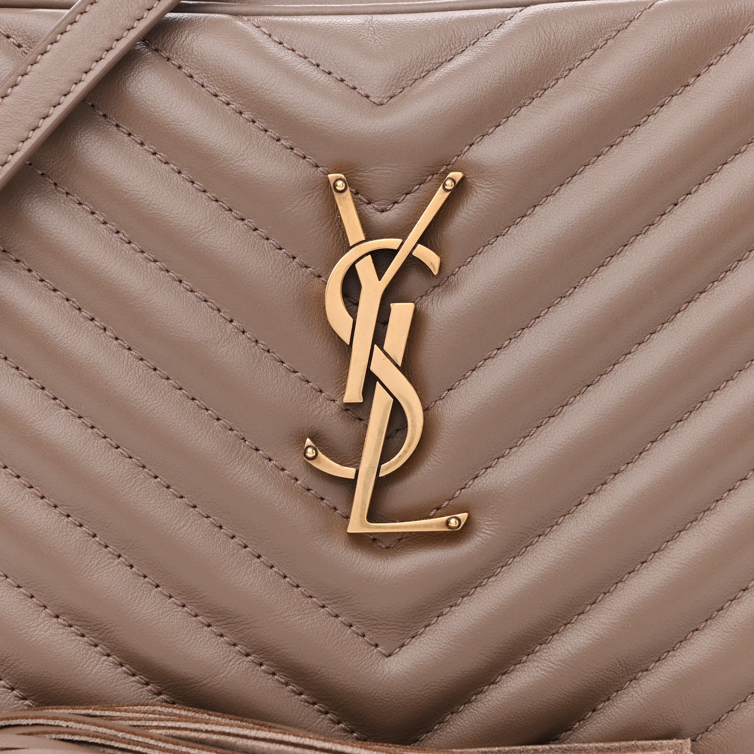 Saint Laurent Calfskin Matelasse Monogram Lou Camera Bag Taupe 8 of 12